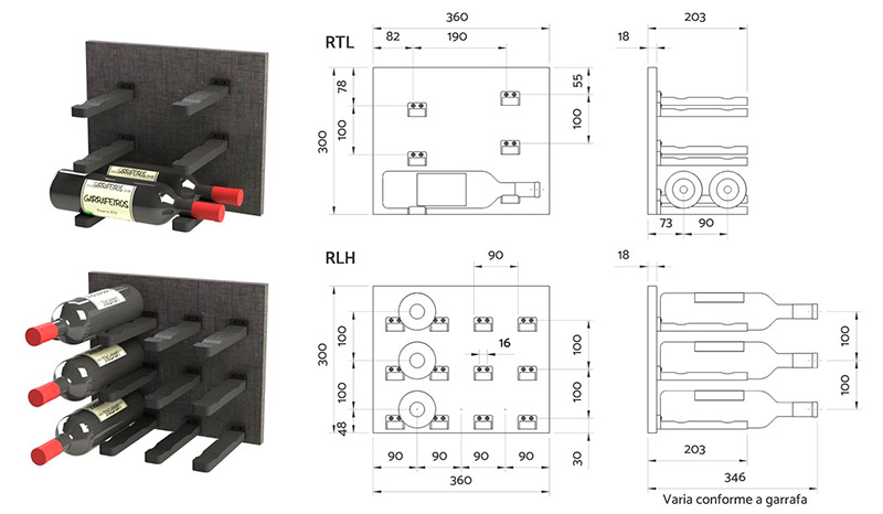 011 Adega de parede modular de parede suporte de garrafas Belo Horizonte