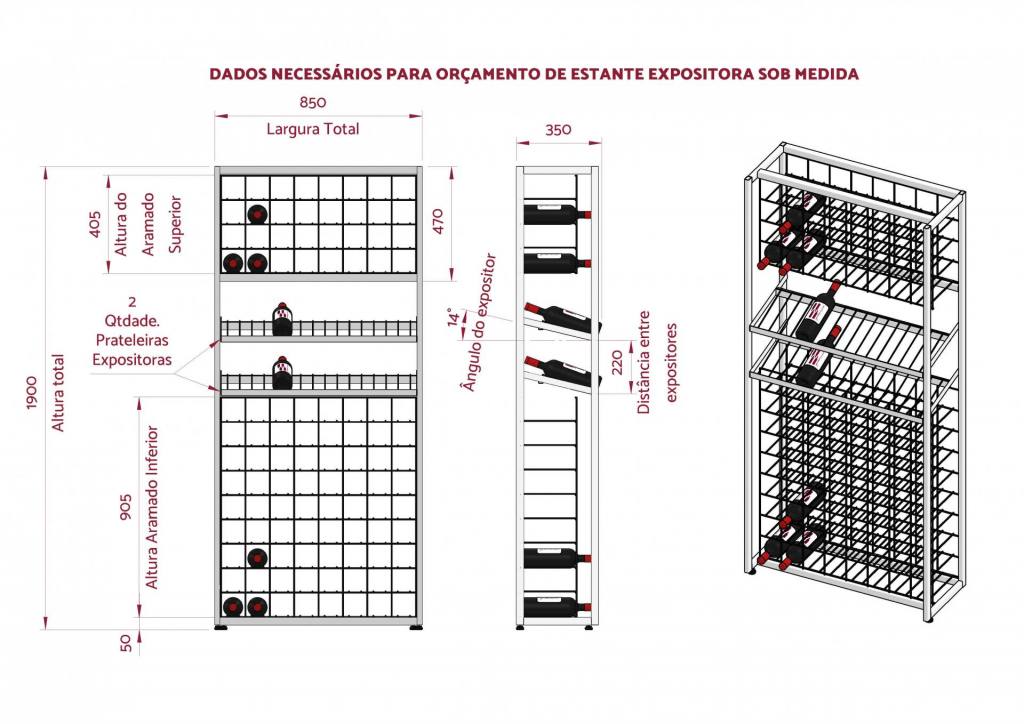 Estante aramada para vinho SP
